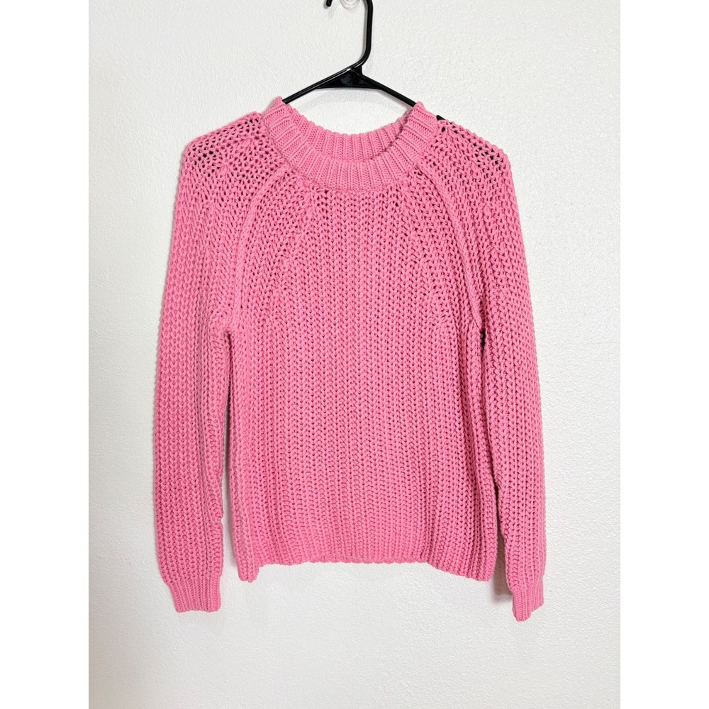 Tommy Bahama Zoe Pink Chunky Knit Crewneck Sweater Size Small Elevated Basic